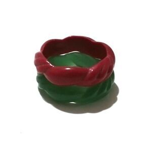 Vintage Avon "China Fantasy" Lucite Stack Rings Size 7 1982